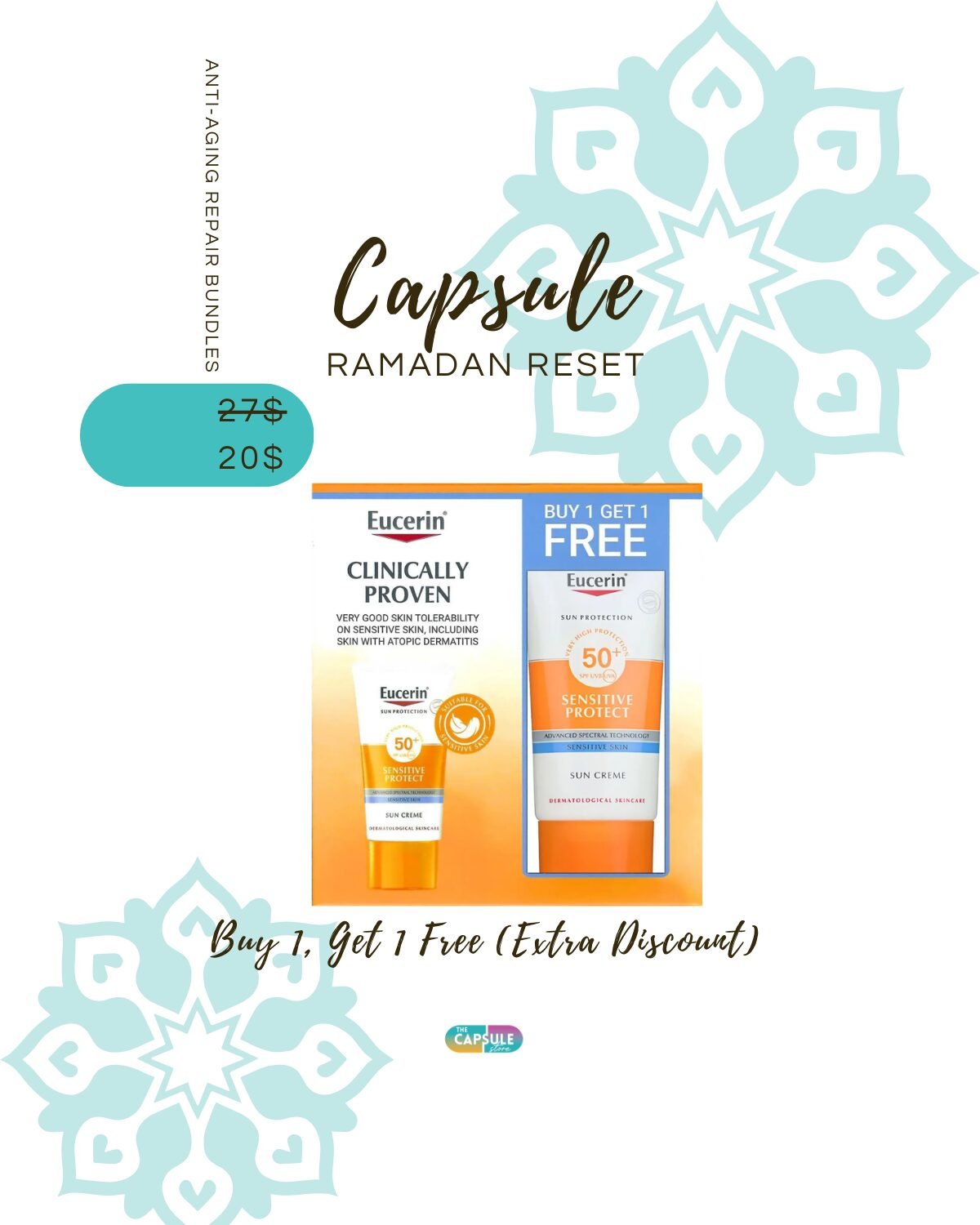 Eucerin Sunscreen SPF 50 – Buy 1 Get 1 Free + Extra Discount | Maximum Sun Protection