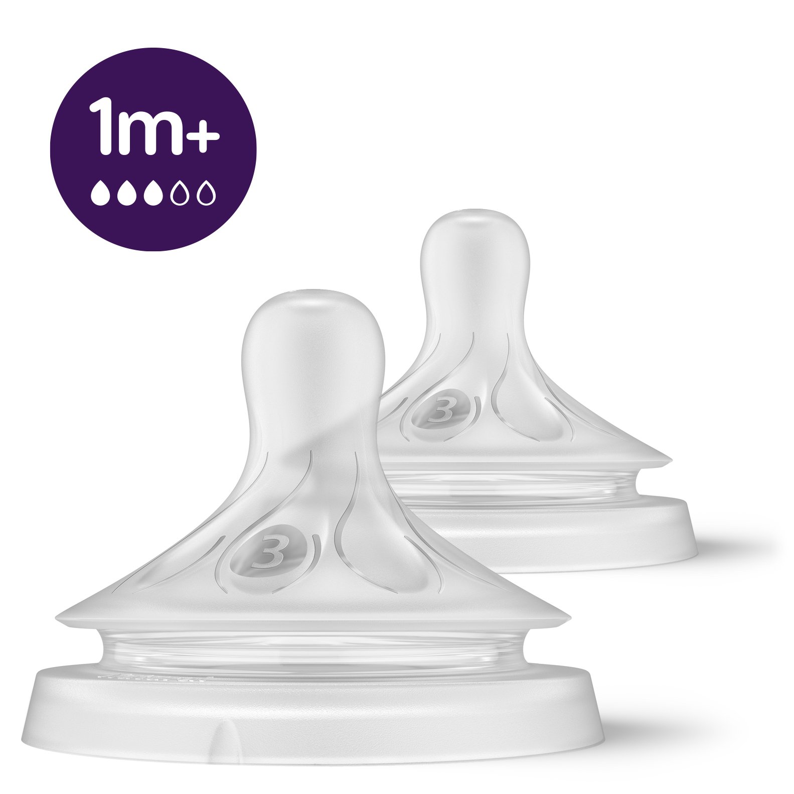 AVENT 2 NATURAL TEATS 3.0 SLOW FLOW - 1M+